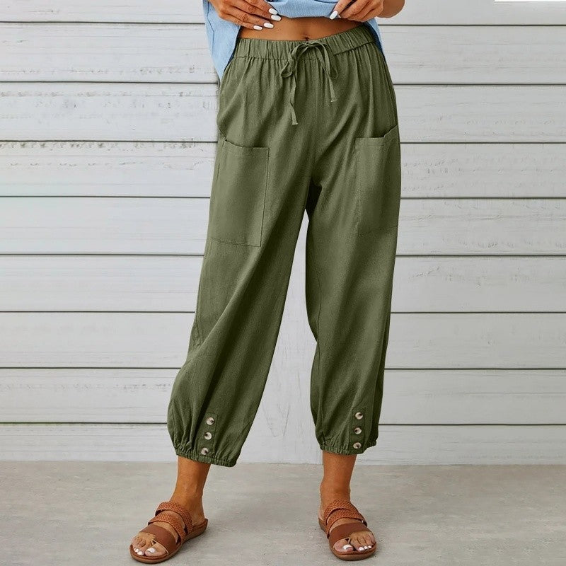 Solid Color High Waist Wide Leg Pants