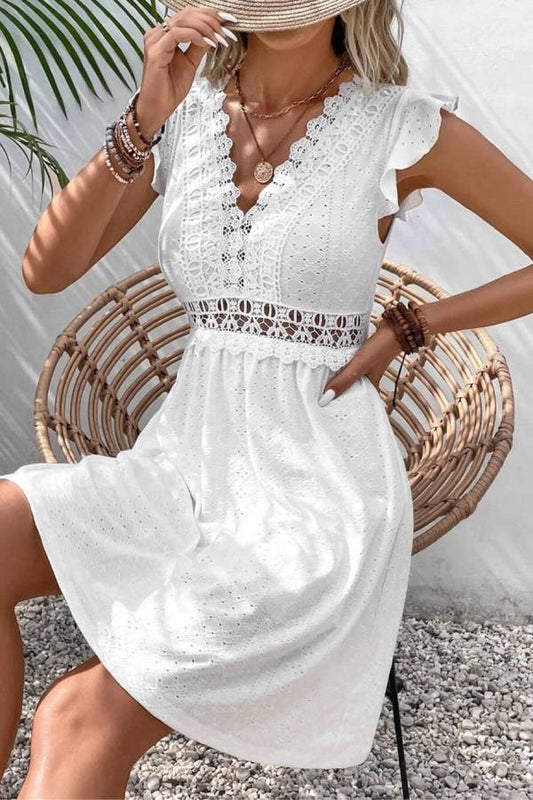 Casual Knit Jacquard Cutout Mini Dress