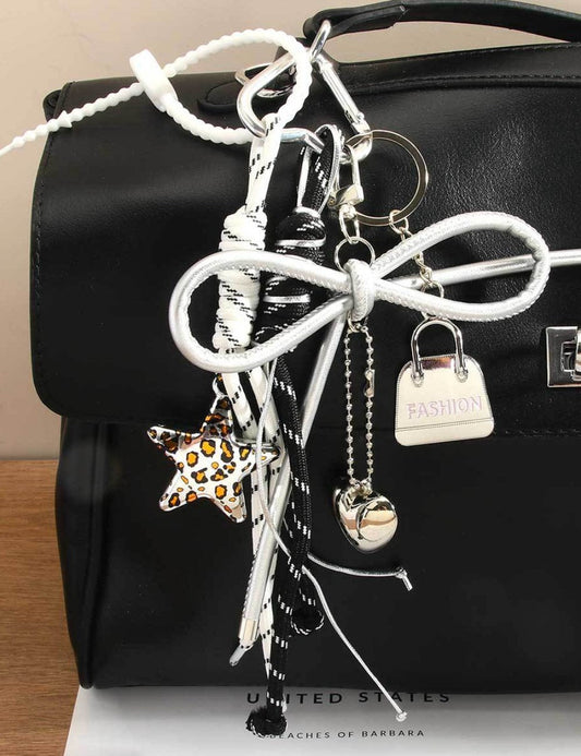 Leopard Metal Star Keychain Bag Charms