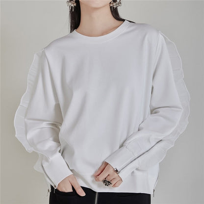 Long Sleeve Hoodie With Ruffle Hem