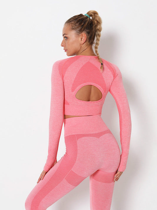 Sexy Open Navel Top Women'S Tight Quick Dry Exercise Long Sleeve Running Fitness Yoga Suit Breathable T-Shirt