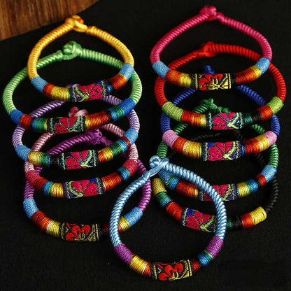 New Featured Handwoven Bracelet With Ethnic Style Embroidery Colorful Thread Bracelet For Men And Women