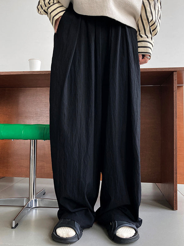Loose  Leg  Pleated Casual Pants Bottoms