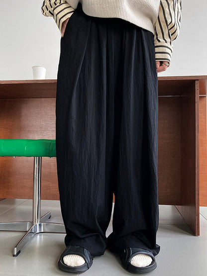 Loose  Leg  Pleated Casual Pants Bottoms