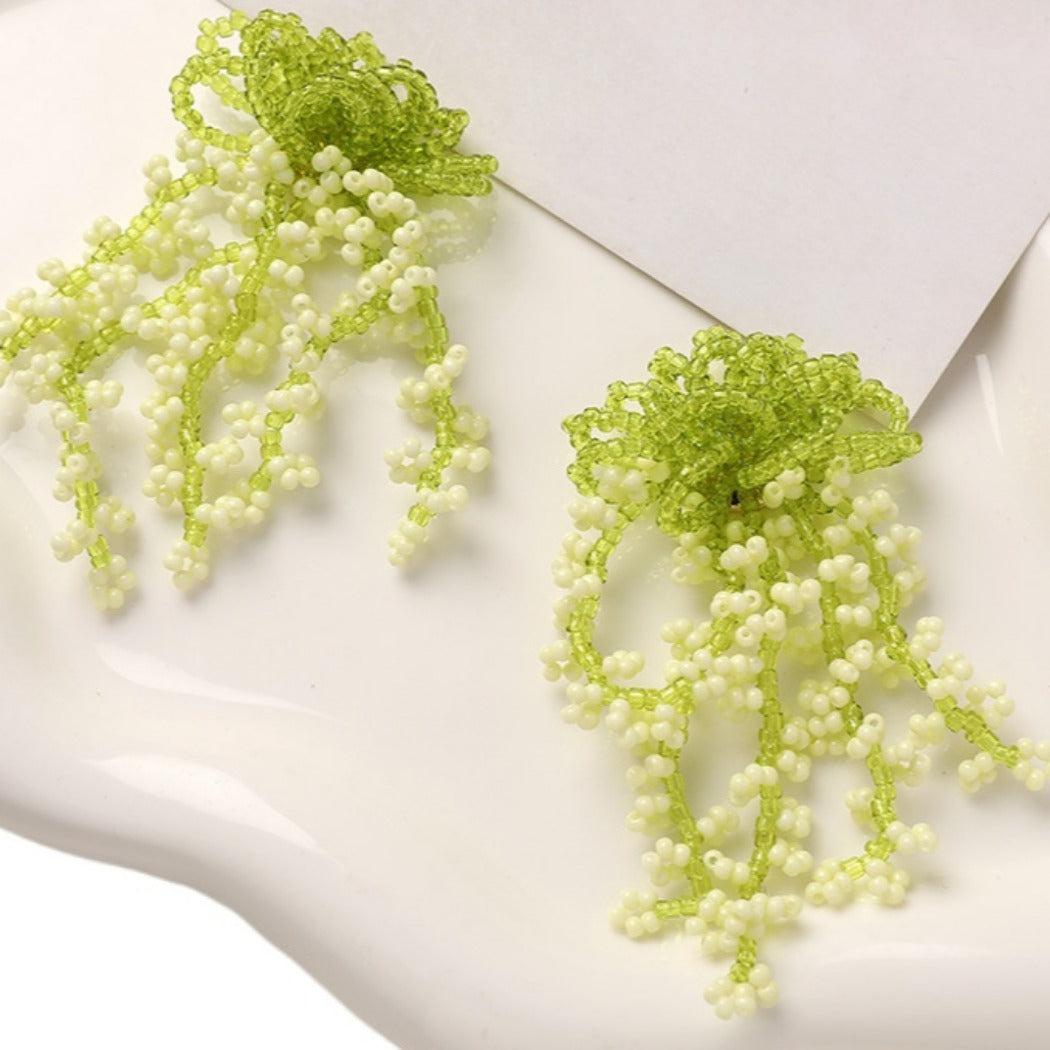 Earwish - Charming Beaded Flower Fringe Earrings - Summer &amp; Fresh