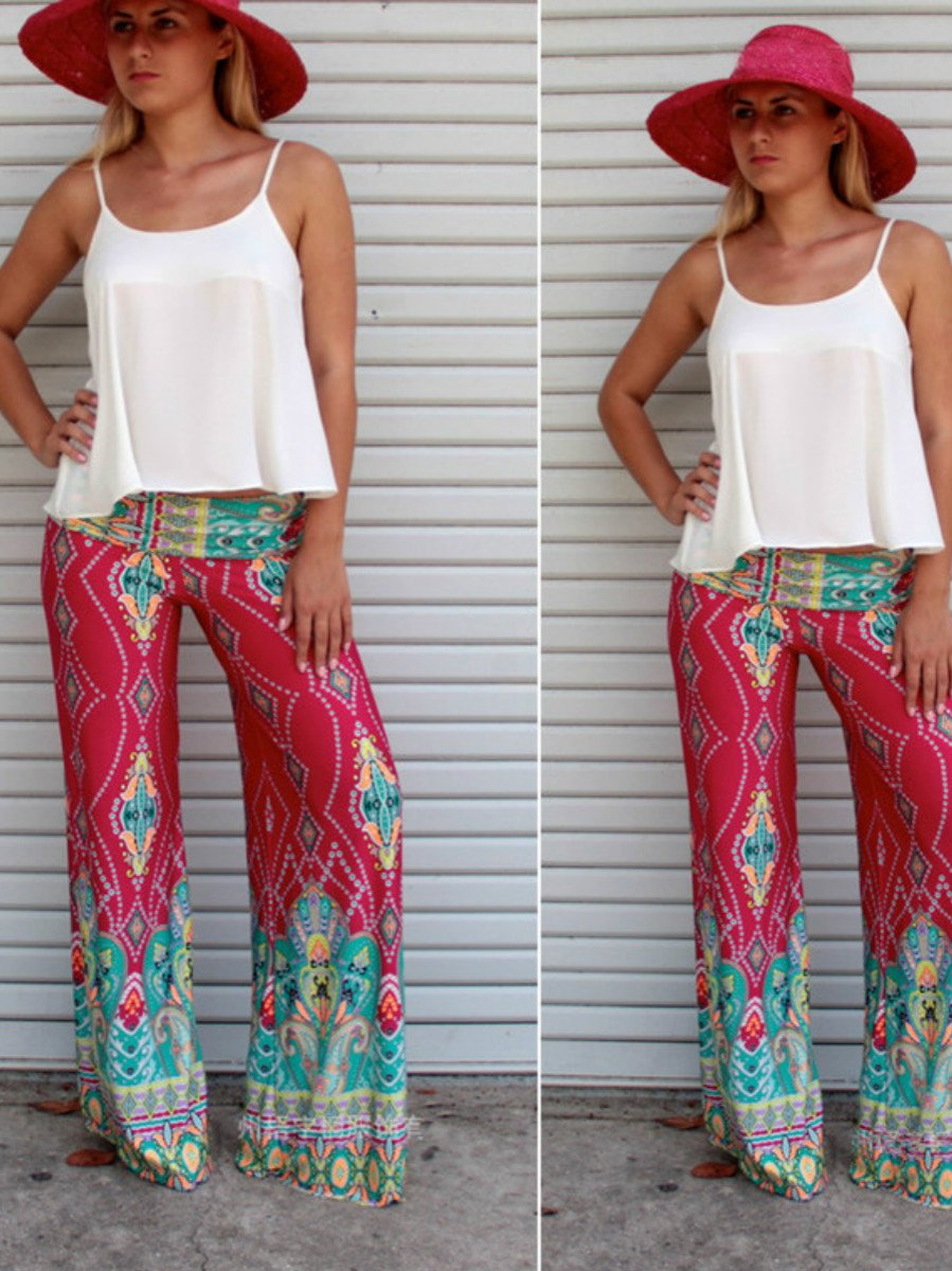 Women'S Printed Trousers Straight Pants Factory Direct Sales