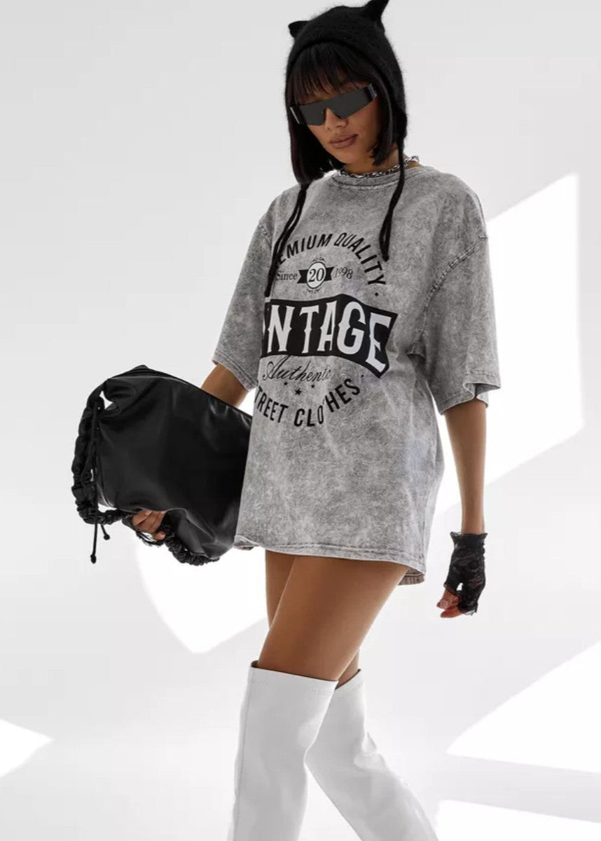 Oversized Cotton Tee With Washed Texture