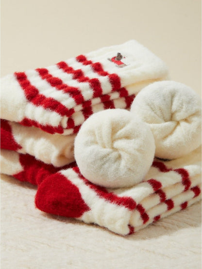 Rufia - Red &amp; White Christmas Vibe Mid-Calf Socks
