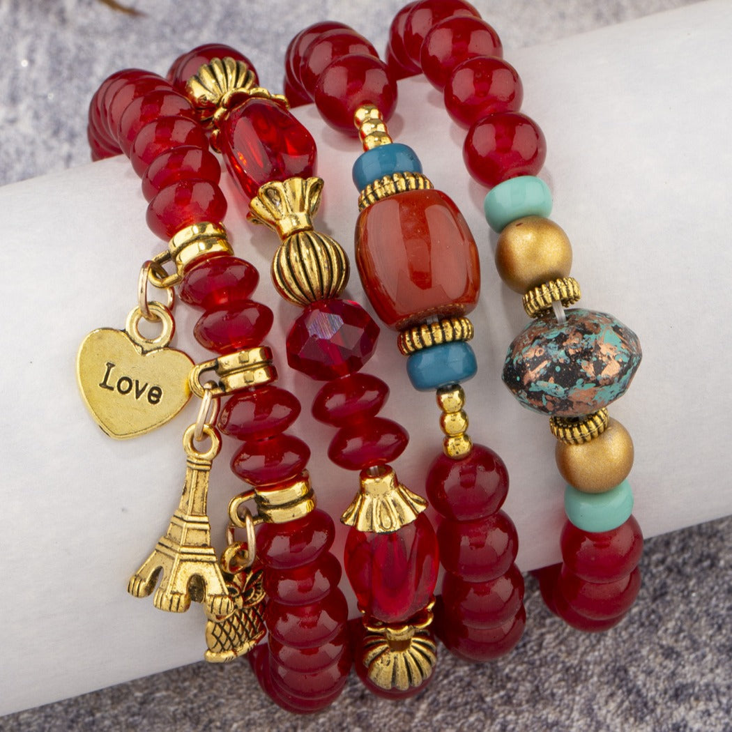 Bauai - 4-in-1 Stylish Charm Stackable Bracelet Set With Pendants