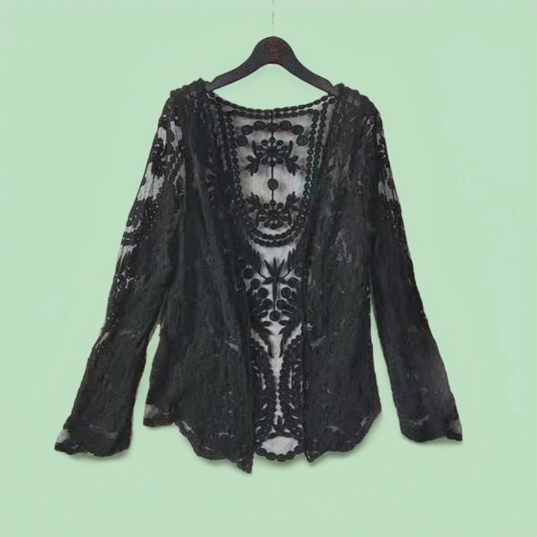 Crosa - Lace Beach Cover-Up – Sheer Swimwear Wrap &amp; Summer Cardigan