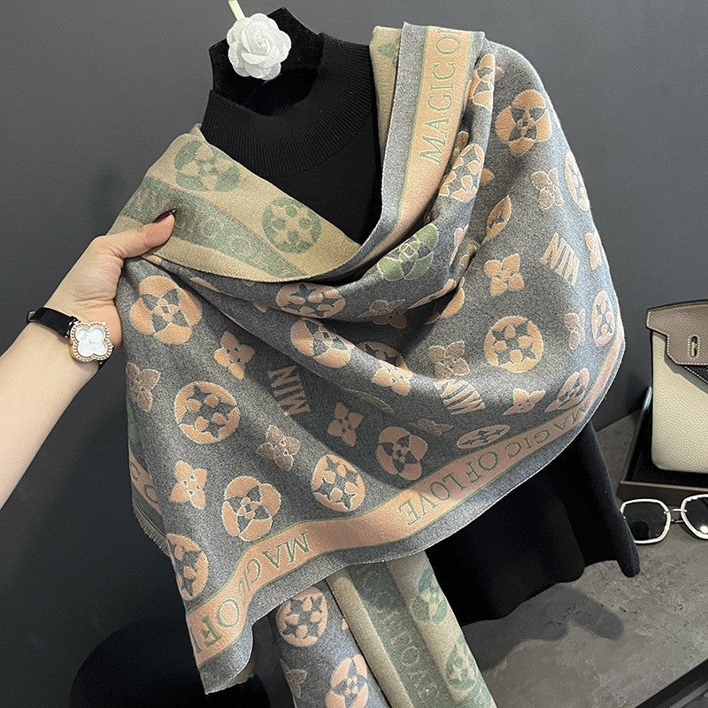 Faux Cashmere Print Fringed Scarf Warm Fashion