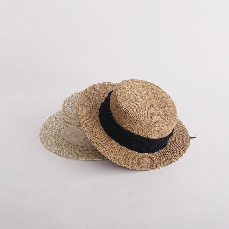 Sunscreen And Sunshade Flat Eave Straw Hat