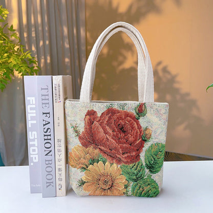 Cosbai - Embroidered Canvas Handbag