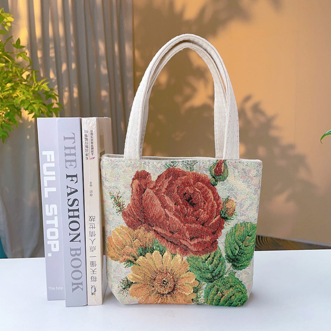 Cosbai - Embroidered Canvas Handbag