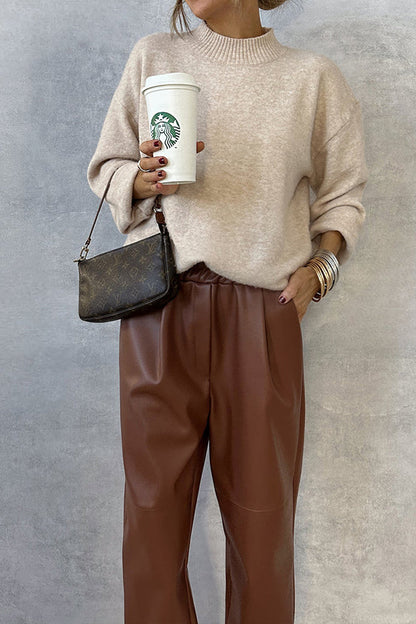 CAMEL LEATHER PANTS