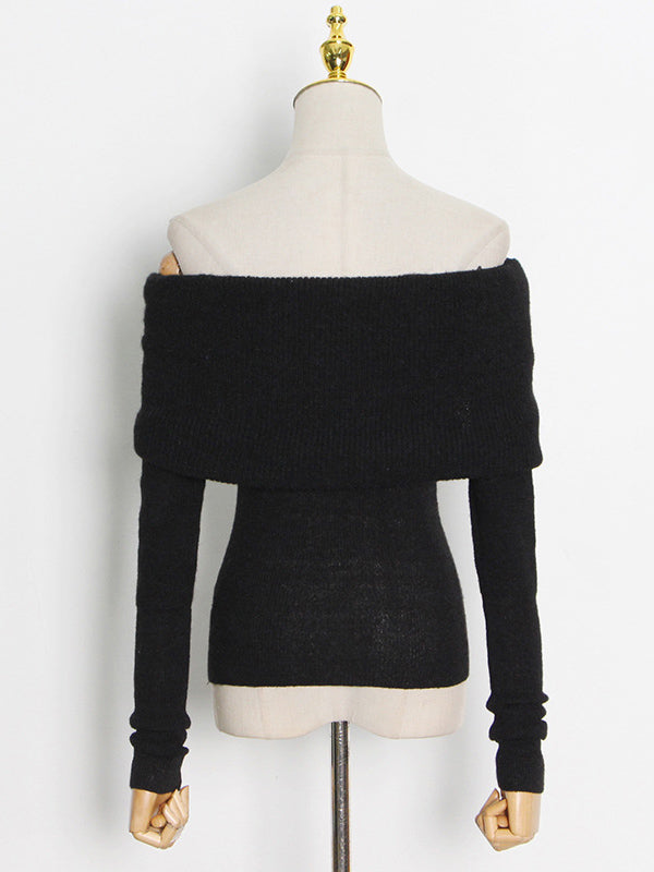 Original Stylish Off-The-Shoulder Long Sleeves Sweater Top