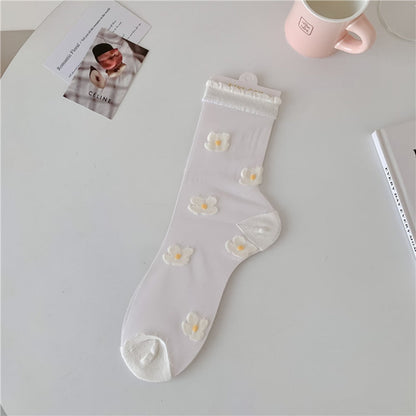 Rufia - Summer Tulip Floral Sheer Socks