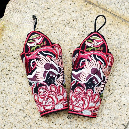 Glove Ethnic Style Bracer Women'S Embroidery Leak Finger Embroidery Wrist Cover Half Finger Bracelet