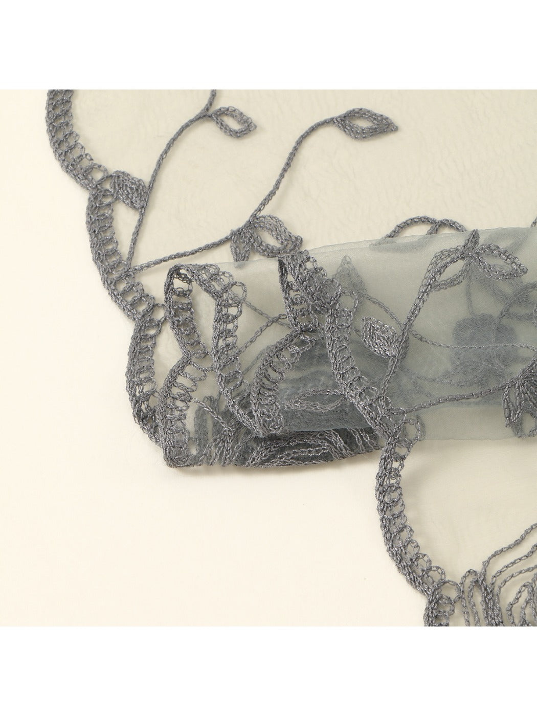 Haila - Rose Embroidery Polyester Square Scarf Shawl