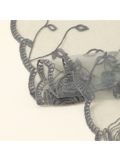 Haila - Rose Embroidery Polyester Square Scarf Shawl