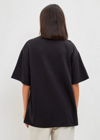 Oversized Cotton T Shirt With Minimalist Print