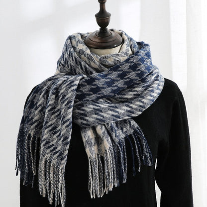 Warm Imitated Cashmere Plaid Print Shawl Scarf