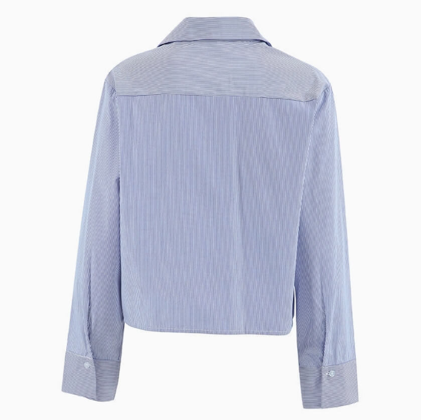 Striped Lapel Button Down Short Shirts
