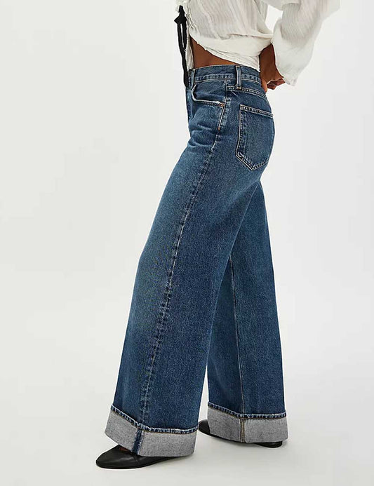 Casual Washed High Waisted Straight Leg Jeans