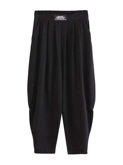 Simple Solid Color Elasticity Waist Pants