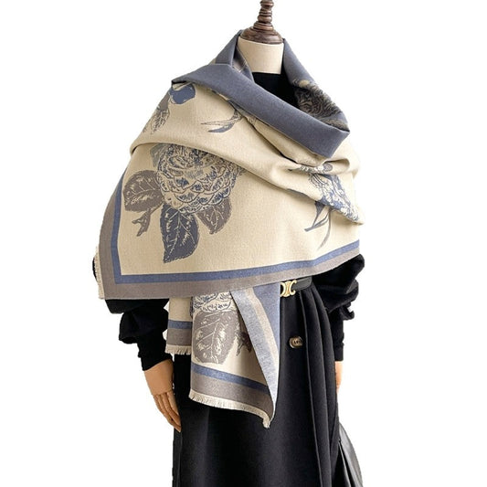 Jacquard Fringed Cashmere-Like Scarf
