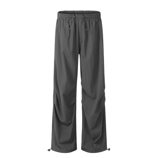 Summer Wide Leg Pants Drawstring Cuffed Unisex