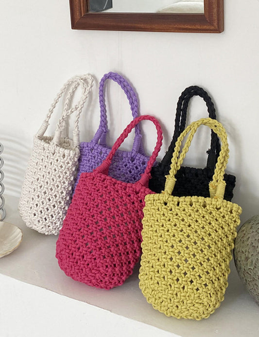 Hollow Out Simple Bucket Woven Bag