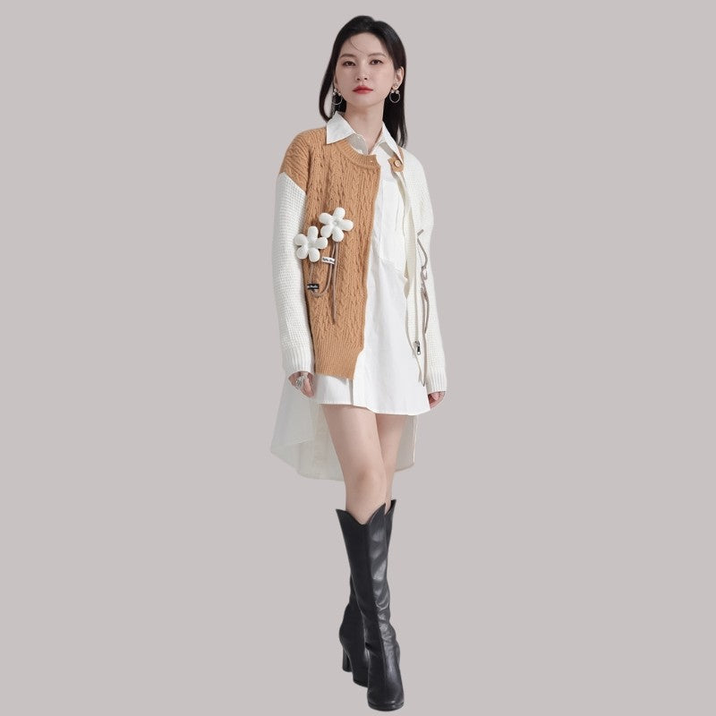 Color-Block Zipper Sweater