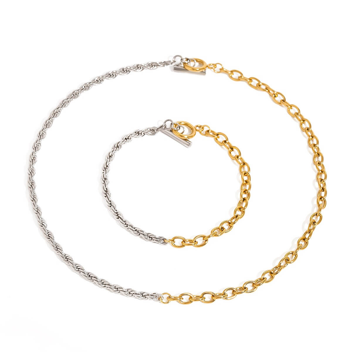Trendy OT Buckle Color Block Chain Necklace