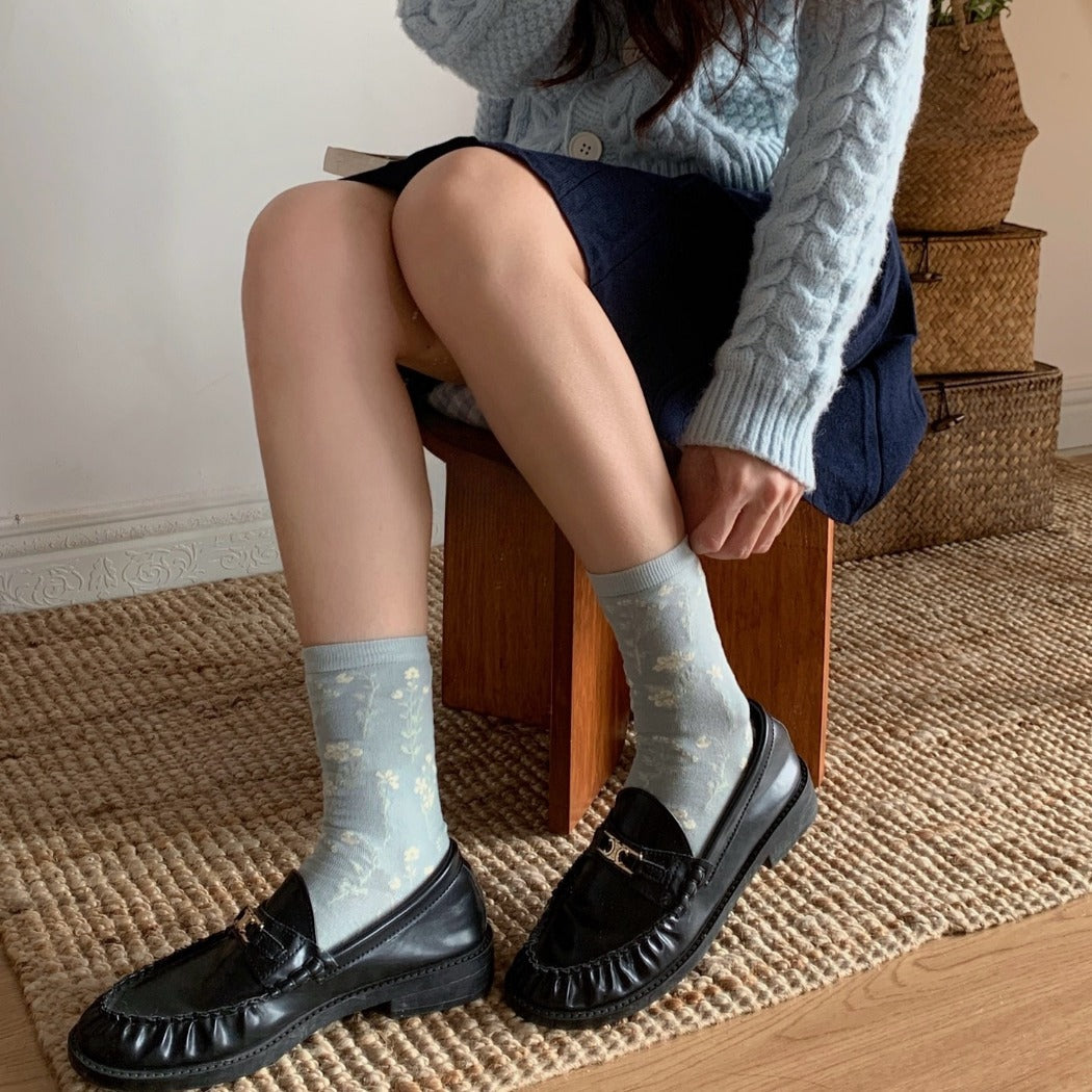 Rufia - Artistic Fresh Floral Crew Socks for Spring Days