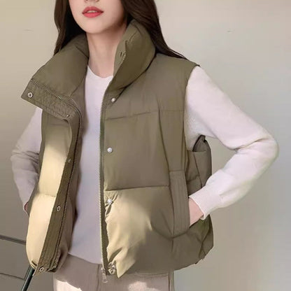 Collar Solid Color Vest Outerwear