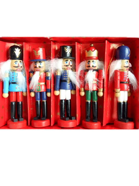 Christmas Decoration Walnut Clip Wooden Soldier Puppet 12Cm Tin Set 6 Decorative Pendant