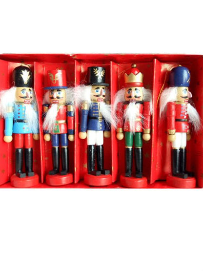 Christmas Decoration Walnut Clip Wooden Soldier Puppet 12Cm Tin Set 6 Decorative Pendant
