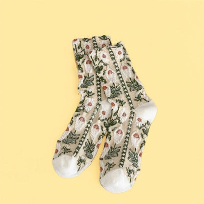 Rufia - Vintage Oil Painting Floral Relief Socks