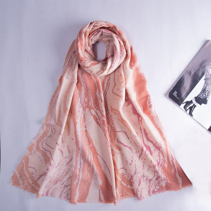 Leisure Marbled Printed Warm Scarf