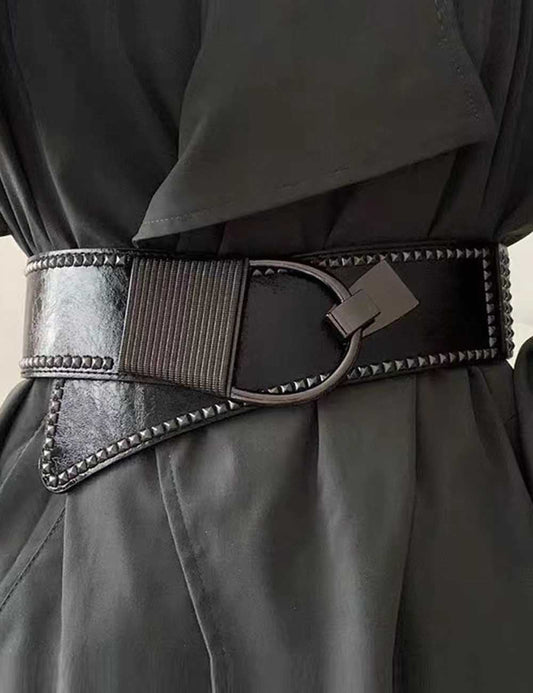 Punk Studded Elastic Wide Waist Belt