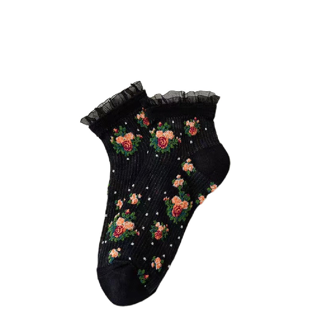 Rufia - Floral Lace Ankle Socks – 5 Colors