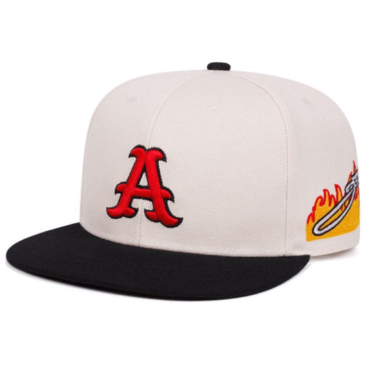 Red Letter Flat Brim Baseball Cap Unisex Outdoor Sun Hat