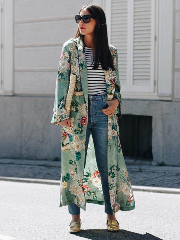 Fashion Floral Printed Cover-Up Outwear