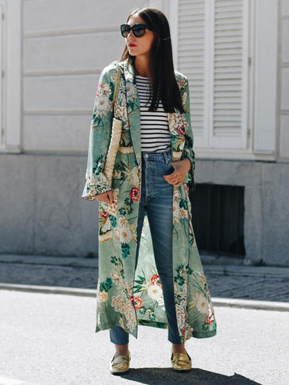 Fashion Floral Printed Cover-Up Outwear