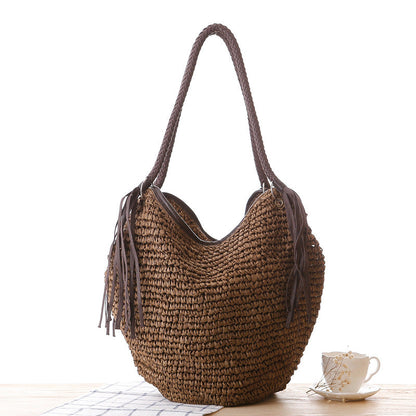 Crochet Market Bag Cherry Grass Woven Bag
