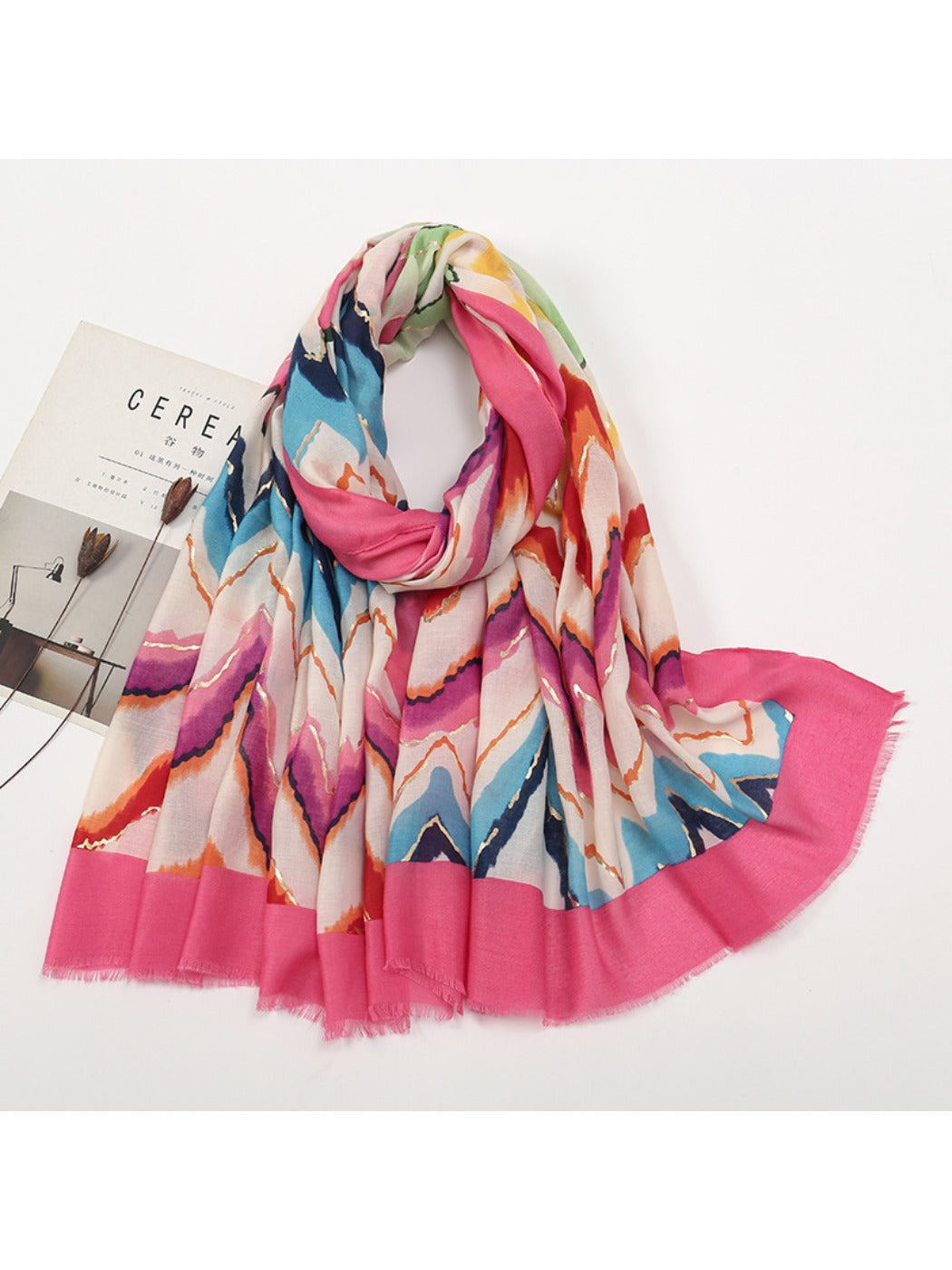 Scarvii - Color-Blocked Shawl Scarf with Tassels - Stylish &amp; Versatile