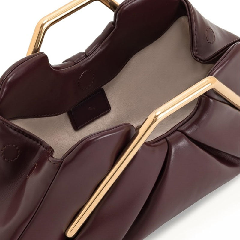 Minimalist Cloud Ruched Evening PU Leather Handbag