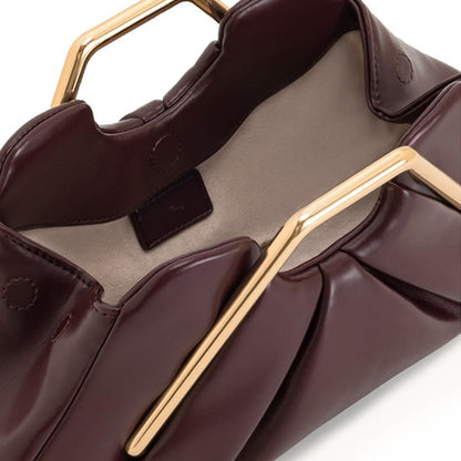 Minimalist Cloud Ruched Evening PU Leather Handbag