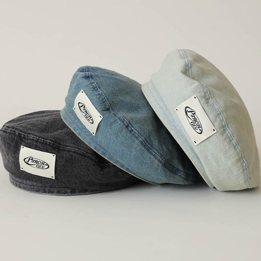 Trendy Denim Solid Color Beret Hat